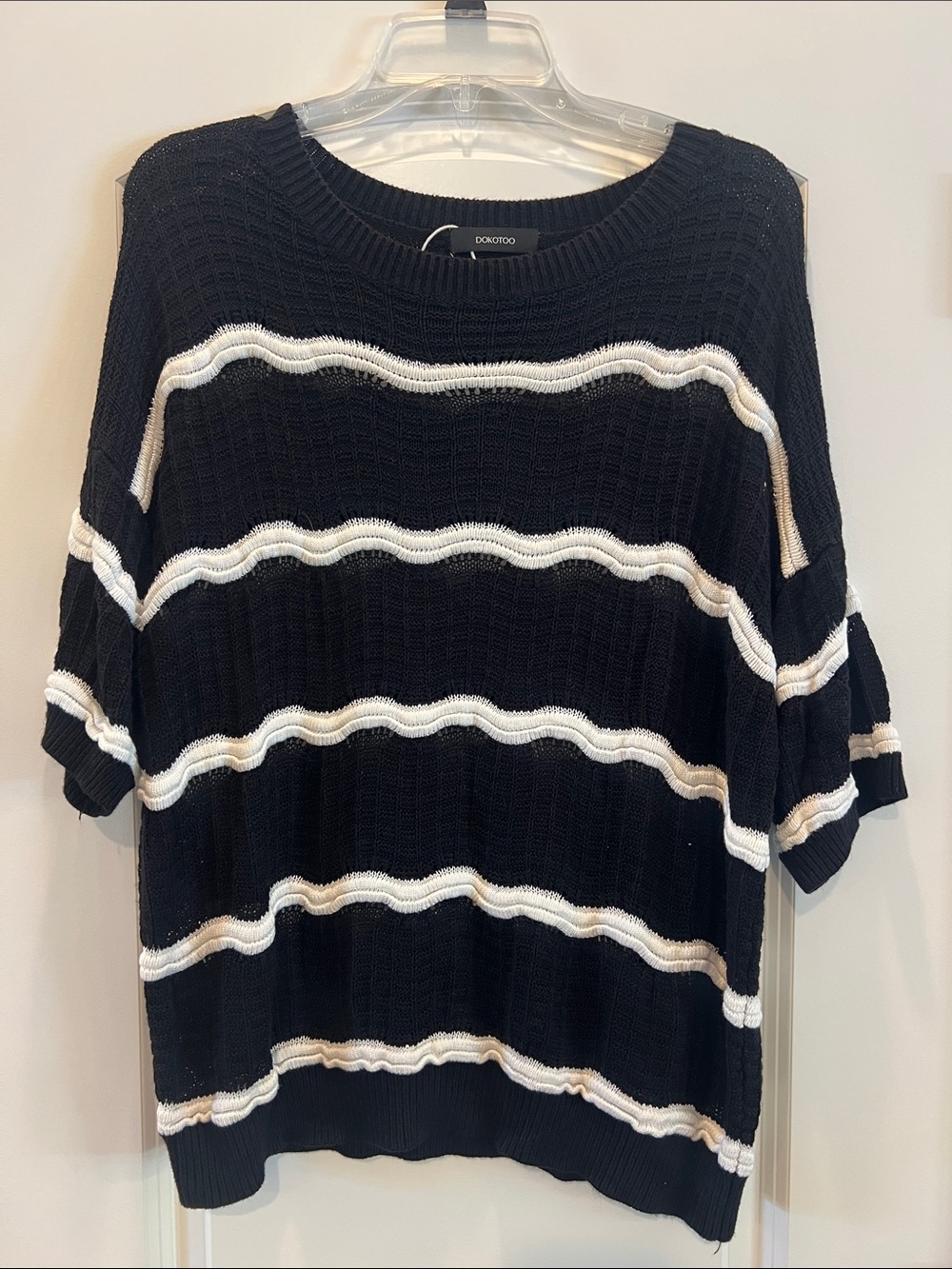 Don&Only Black Striped Crewneck Sweater
